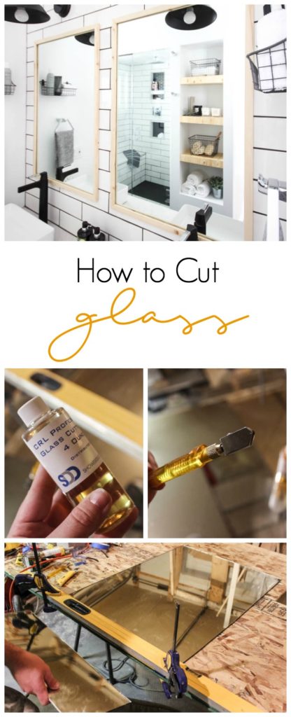 Learn to cut glass and build your own modern mirrors with this DIY tutorial! A simple way to re-use those old mirrors and turn them into something sleek and beautiful! Love the natural wood accents! 