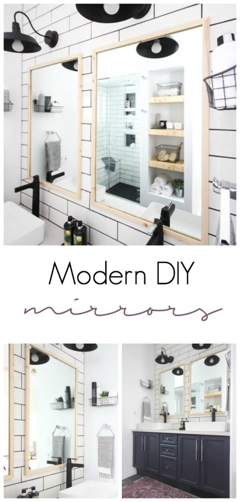 Learn to cut glass and build your own modern mirrors with this DIY tutorial! A simple way to re-use those old mirrors and turn them into something sleek and beautiful! Love the natural wood accents! 