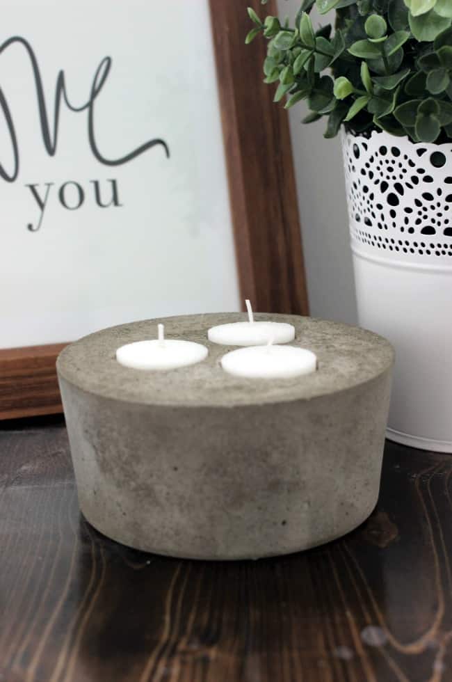 A concrete candle holder is simple, yet stunning.