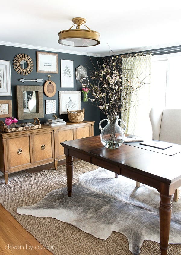 Beautifully layered modern modern rugs for any room in the home! LOVE this beautiful design trend and now you can incorporate it into your home with beautifully layered sisal, jute, cowhide, and modern rugs. Love this office space! 