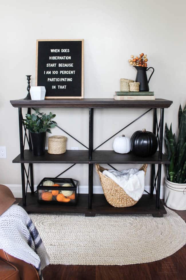 This is my sideboard with some fall-themed decorative pieces