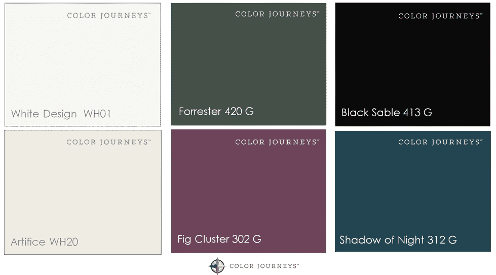 Love this rich and moody home colour palette! So many beautiful inspirational photos to show how to incorporate these paint colours (or colors) into your whole home. A beautiful home colour scheme and great tips for making your own.