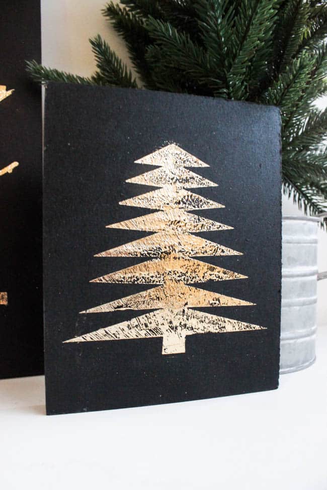 Make beautiful DIY Gold Foil Signs with this easy tutorial! Use the "Noel" Christmas sign, or design your own art with gold foil. A modern DIY for the home this holiday season!