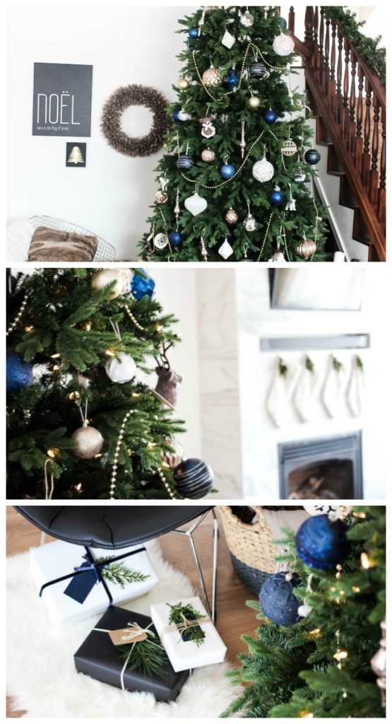 A beautiful, wintery tree for the Christmas season. Love the blue, white, and gold combination. The beaded garland is the perfect accessory! Get five great tips and ideas for making your own perfect, designer Christmas tree!