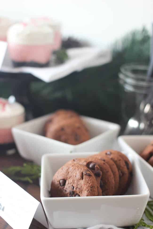 Chocolate chip cookies on the coffee and dessert bar.