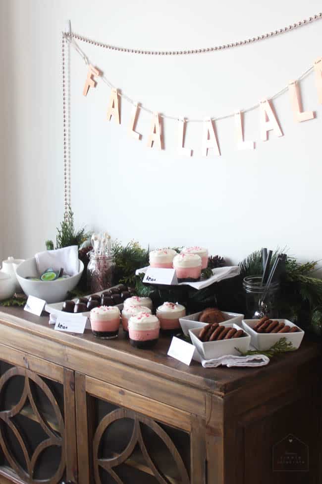 Coffee and dessert bar set up with multiple desserts and single pod coffees.