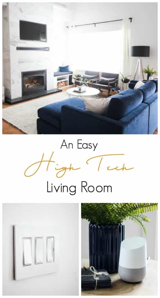 Sharing the fun features of our High Tech Living Room, including a video showing our Radiant by Legrand voice activated lighting system, our Google Home, our Sound Bar, and our Nest Thermostat. Love how easy it is to add these modern features to a regular home! 