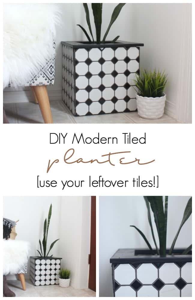 DIY modern Tiled Planter Boxes made with leftover tiles