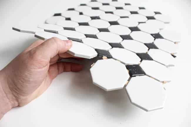 Preparing the tile to make modern trivets