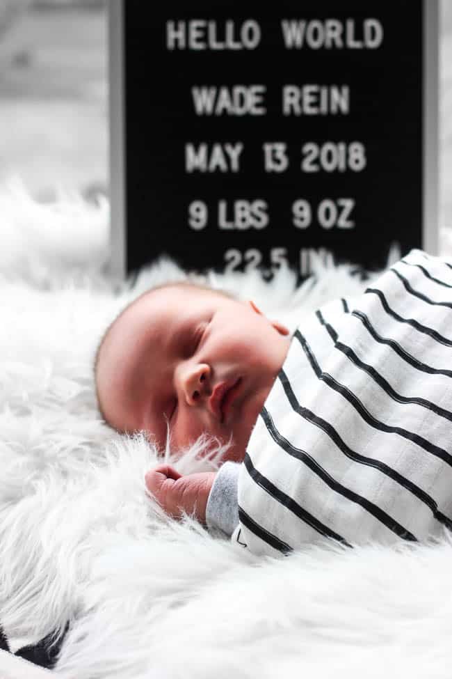 Letterboard baby announcement