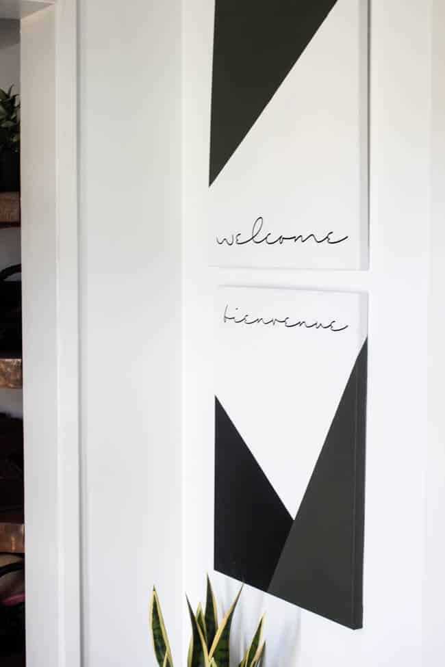 This modern style geometric artwork fits in perfectly with the design in our new entryway 