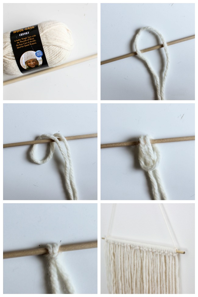 Make your own DIY wall hanging! The easiest way to add a little boho style to your home! All you need is yarn and spray paint! LOVE this simple tutorial!