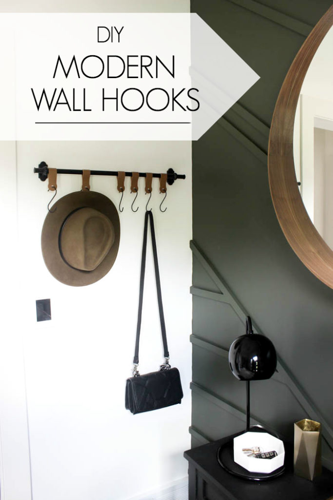 Gorgeous! Make your own modern entry wall hooks with this simple tutorial! Learn how to cut leather on the Cricut machine and make beautiful entryway home decor! LOVE this DIY leather idea!