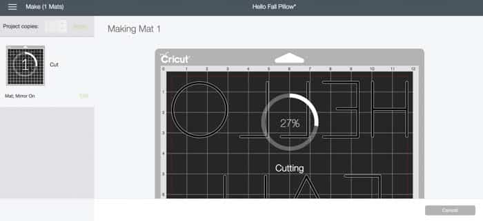 Set your Cricut machine to iron on vinyl to begin