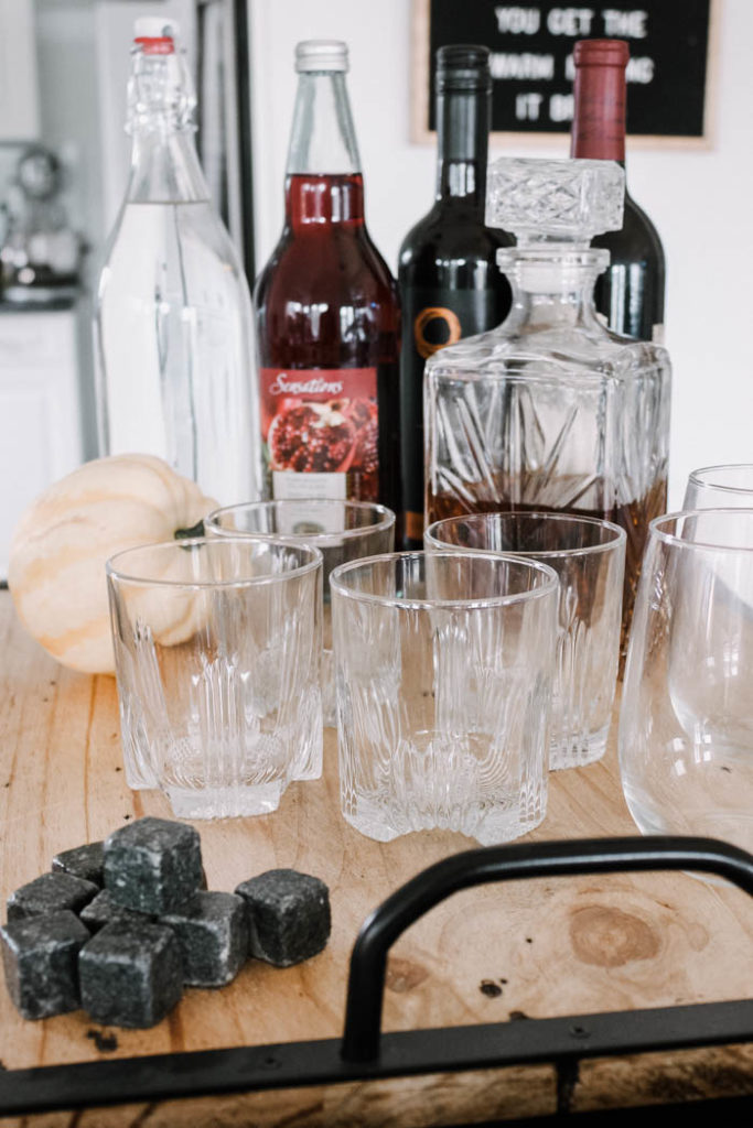 This drink bar is a perfect element of a fall party - simple with savory and warm flavors
