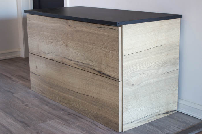 Get the look of gorgeous custom bathroom cabinets without the price tag! My Kitch Canada is helping you transform IKEA cabinets into beautiful custom pieces, without the expensive price tag! Find out how, and read all of the renovation updates! #bathroom #vanity #modernbathroom #modernfurniture #IKEAHack