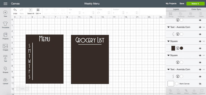 A simple, modern kitchen menu board. Love this meal planning idea! A simple way to create a weekly meal plan and grocery list. An easy vinyl project for Cricut beginners! #cricut #organization #mealplanning #kitchenorganization