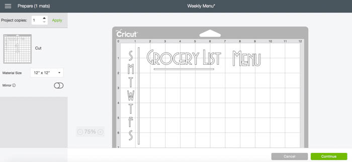 A simple, modern kitchen menu board. Love this meal planning idea! A simple way to create a weekly meal plan and grocery list. An easy vinyl project for Cricut beginners! #cricut #organization #mealplanning #kitchenorganization