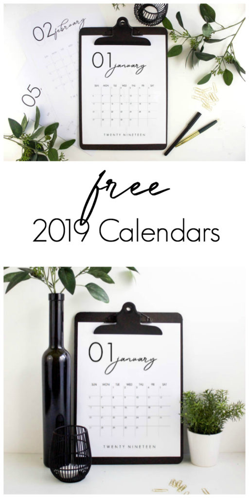 Grab your FREE 2019 Calendar Printable. LOVE the design of these beautiful, modern calendars! Grab yours and stay organized this year! #calendar #organization #2019 #monthlycalendar #free #freeprintable