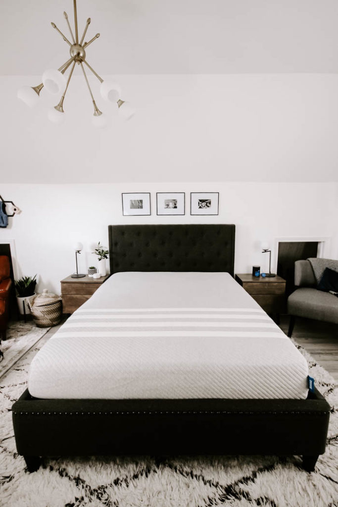 Our most comfortable mattress yet! We can't believe how well we slept after just one night on this new Leesa mattress! If you're looking for a foam mattress in a box, check out this Leesa mattress review first! #sleep #bedroom #modernbedroom 