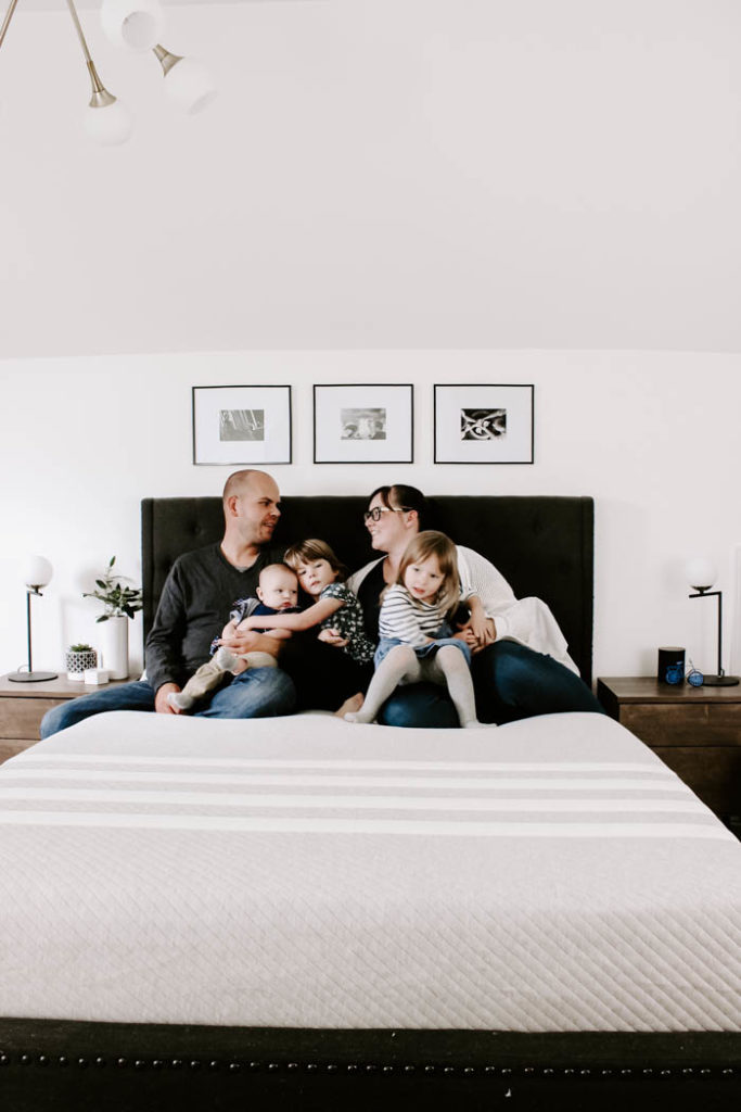 Our most comfortable mattress yet! We can't believe how well we slept after just one night on this new Leesa mattress! If you're looking for a foam mattress in a box, check out this Leesa mattress review first! #sleep #bedroom #modernbedroom 