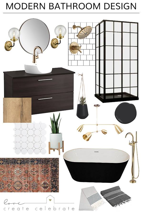 Collage of items that will make up the new bathroom