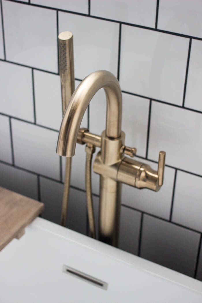 Bathtub faucet in the modern bathroom.