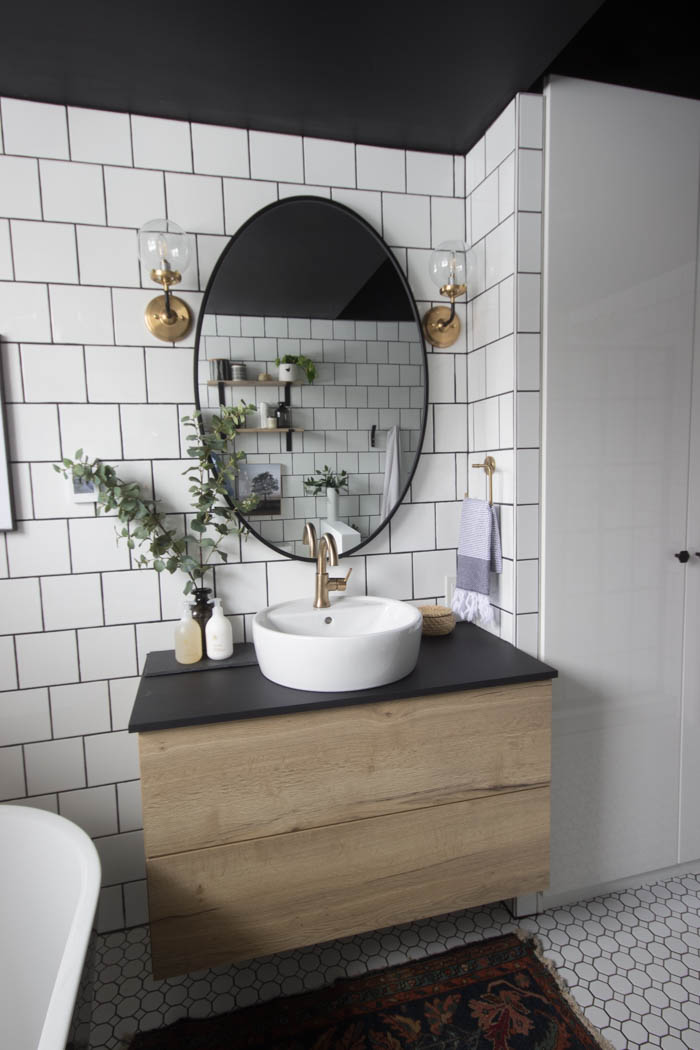 Vanity in the modern bathroom reveal.