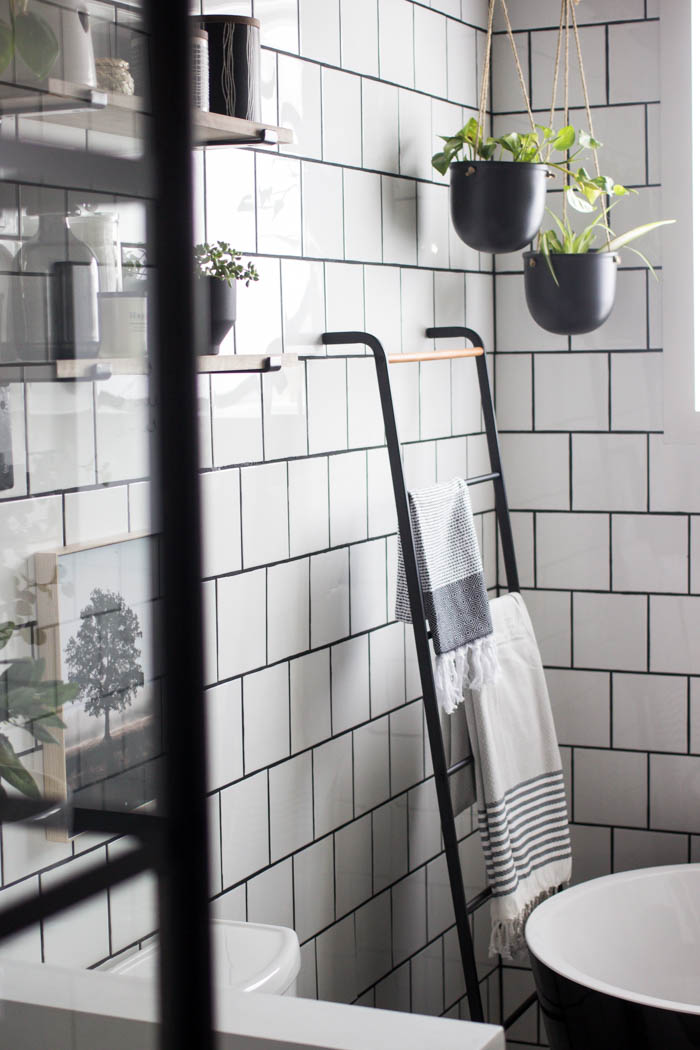 Towel rack in the modern bathroom.