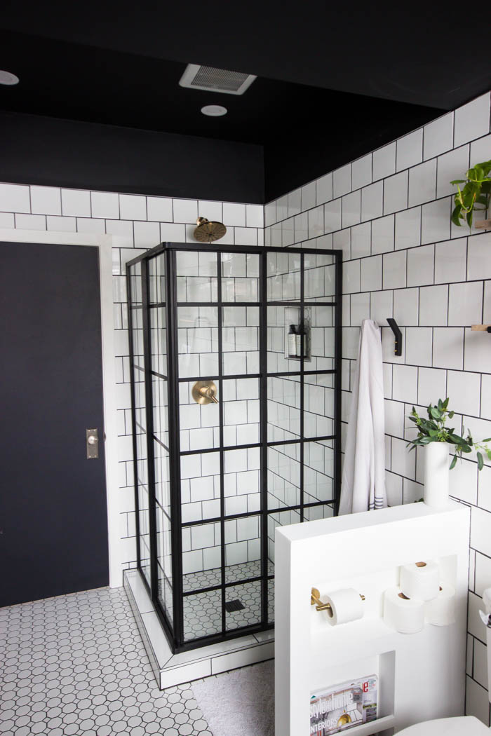 Shower in the modern bathroom reveal.