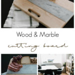 A beautiful DIY Cutting Board! Love this wood and marble cutting board. Such a simple idea and a great way to use leftover tile! #leftovertile #woodworking #DIY #kitchendecor #modernkitchen