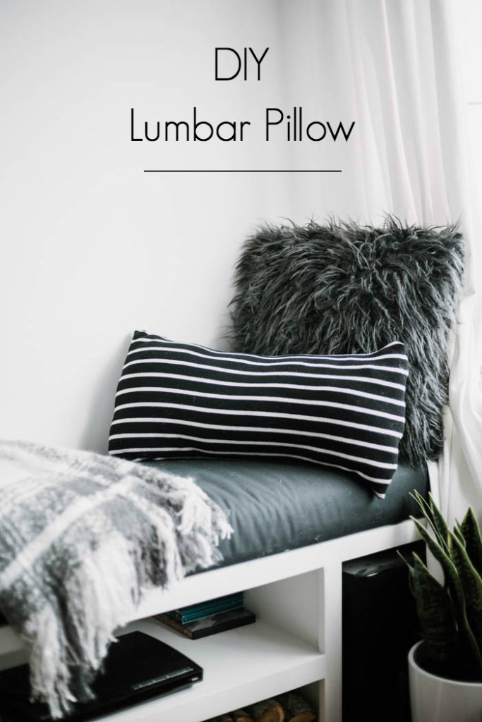 Make your own lumbar pillow in minutes using an old sweater from your closet for the thrift store! This chic DIY pillow is the perfect upcycle to decorate your home! #upcycle #DIY #moderndecor #thrifting