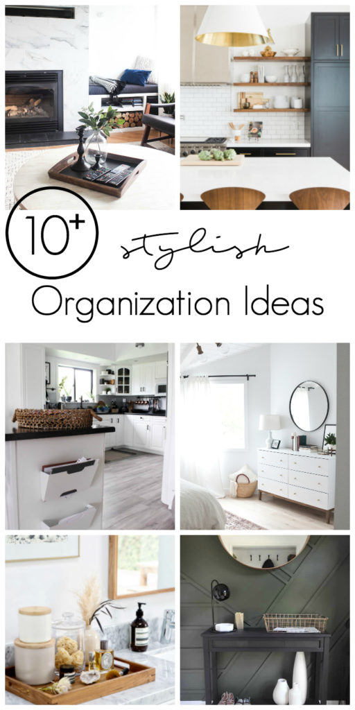 10+ Beautiful Stylish Organization Ideas for the Home. Whether you're using the Kon Mari method, or flying by the seat of your pants, these stylish storage solutions will help create some functional organization in every room of your home including your kitchen, bathroom, entry, office, and bedroom! #organization #stylishorganization #organizationideas