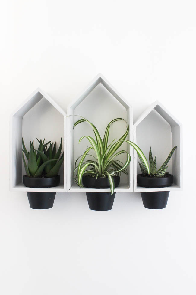 hanging wall planter using mini houses