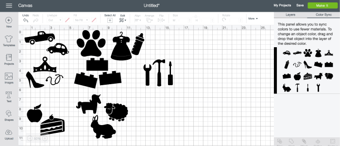 Toy images in the Cricut design space