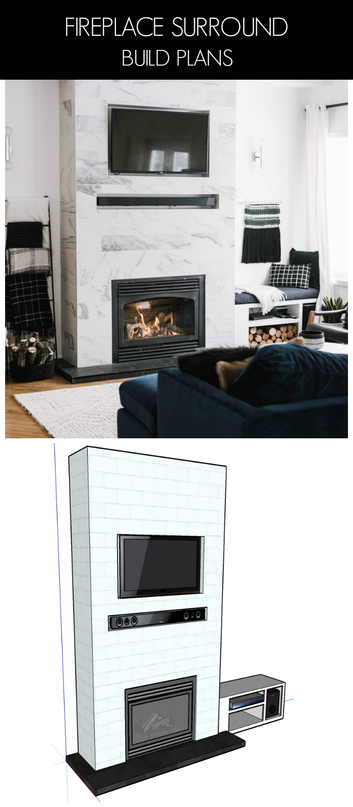 How to Build Your Own Fireplace Surround [& Hide TV Wires] - Lindi & Russ