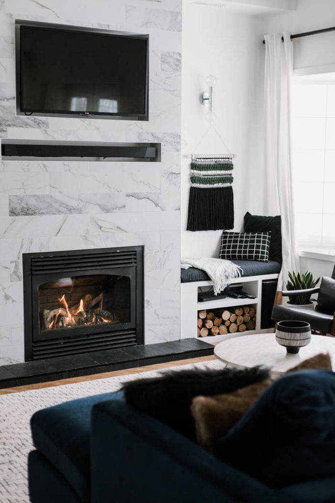 gorgeous modern fireplace surround in living room