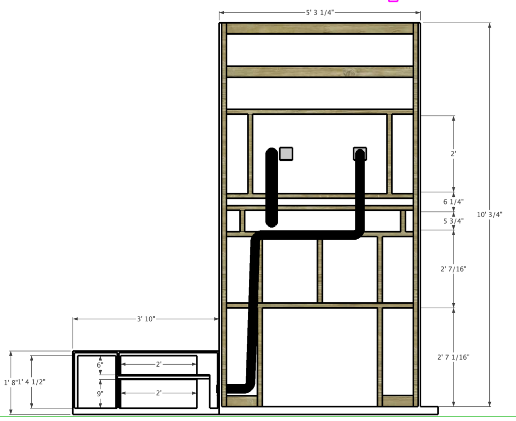 back of fireplace surround framing