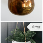 before and after images of a hanging planter with text overlay reading "before" and "after"