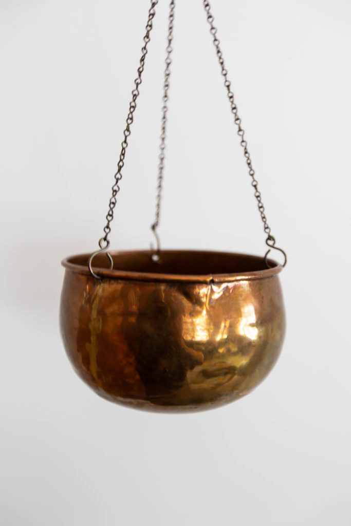 copper hanging pot from the thrift store