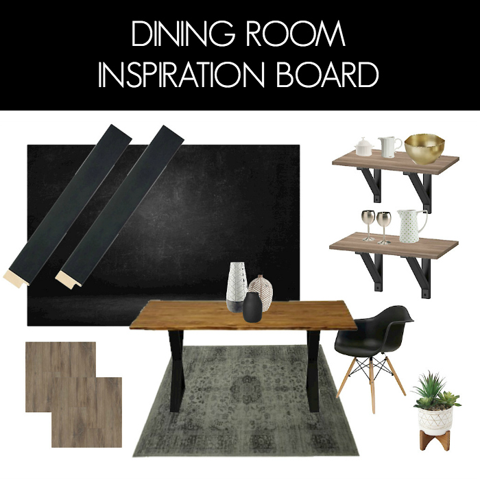 collage of dining room furniture and design with text overlay reading "dining room inspiration board"