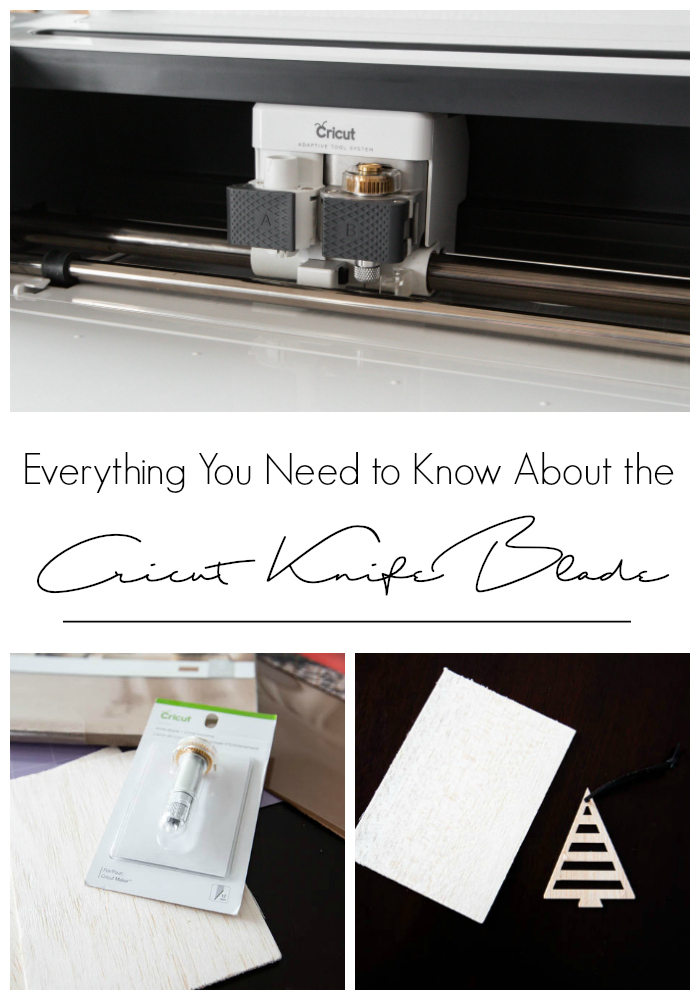 photos of the cricut knife blade and balsa wood projects with text overlay reading "everything you need to know about the Cricut knife blade"