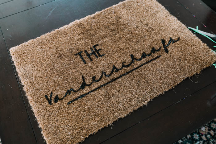 Custom last name on a doormat