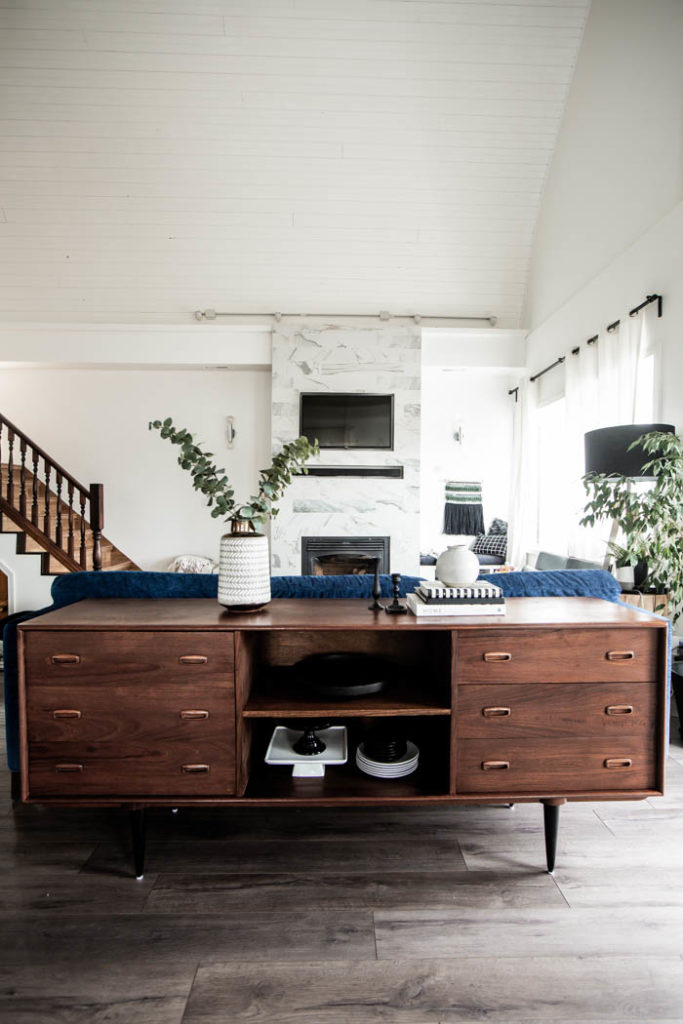 Sideboard behind the couch