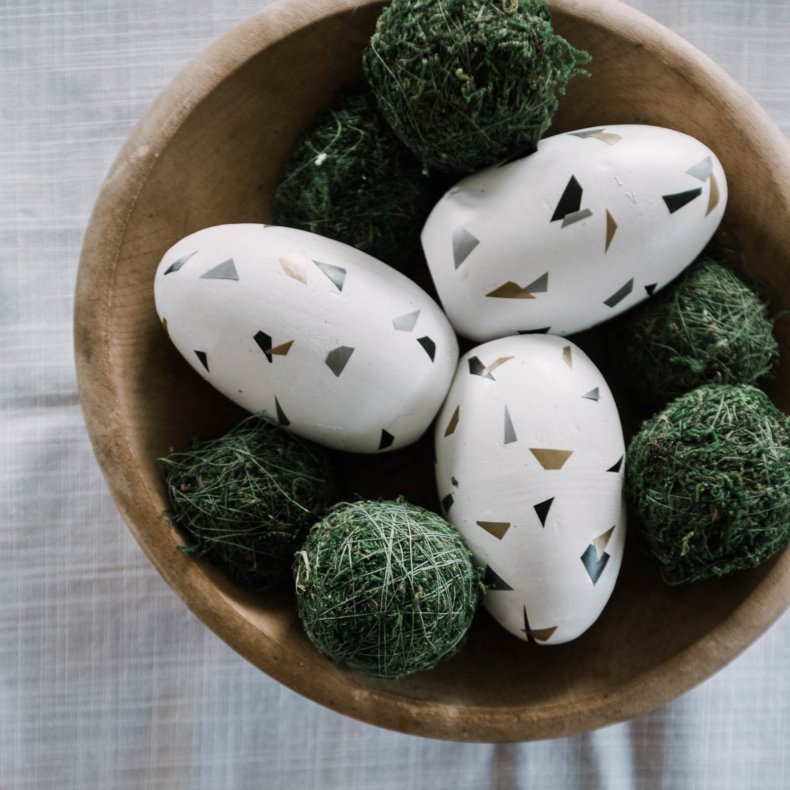 Modern Easter Eggs in a tablescape