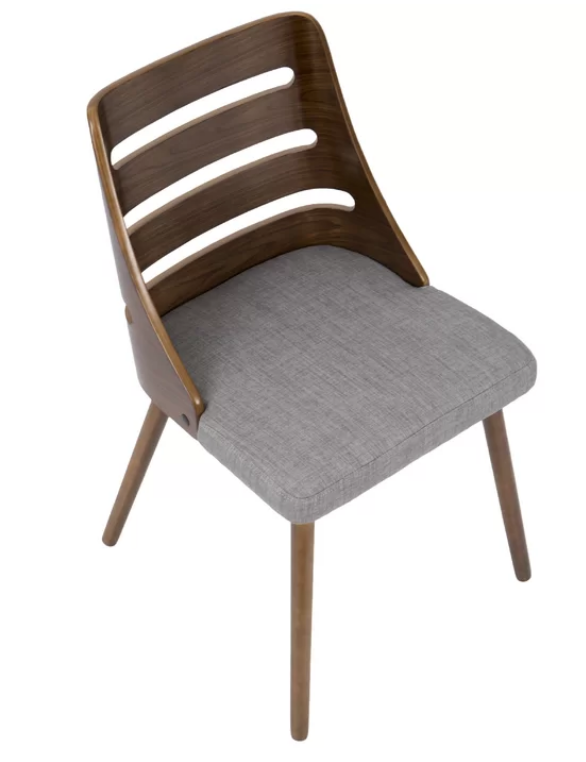 walnut and grey mid-century modern dining chairs