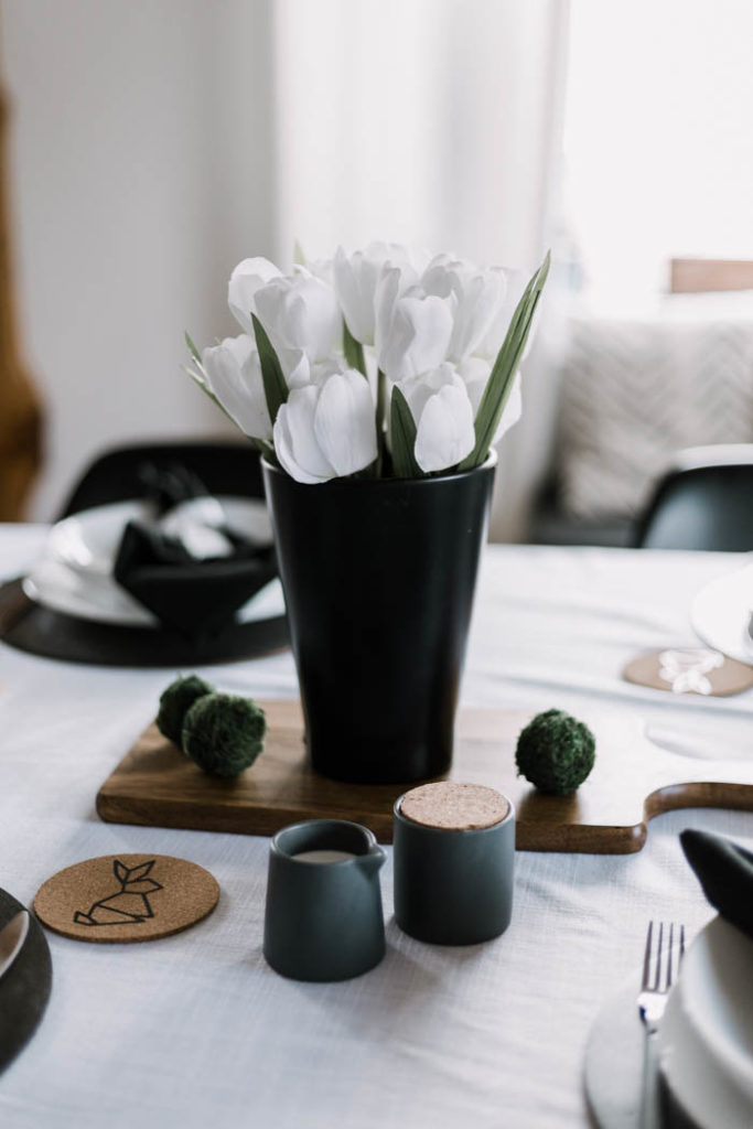 black and white centerpiece
