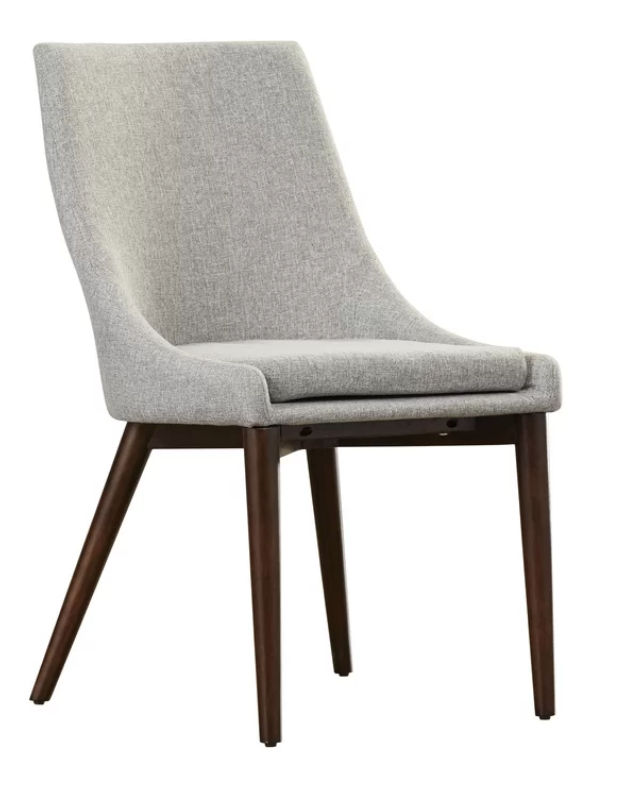modern and affordable dining chair in grey and walnut