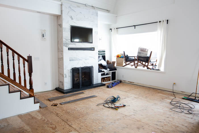living room before laminate flooring installation