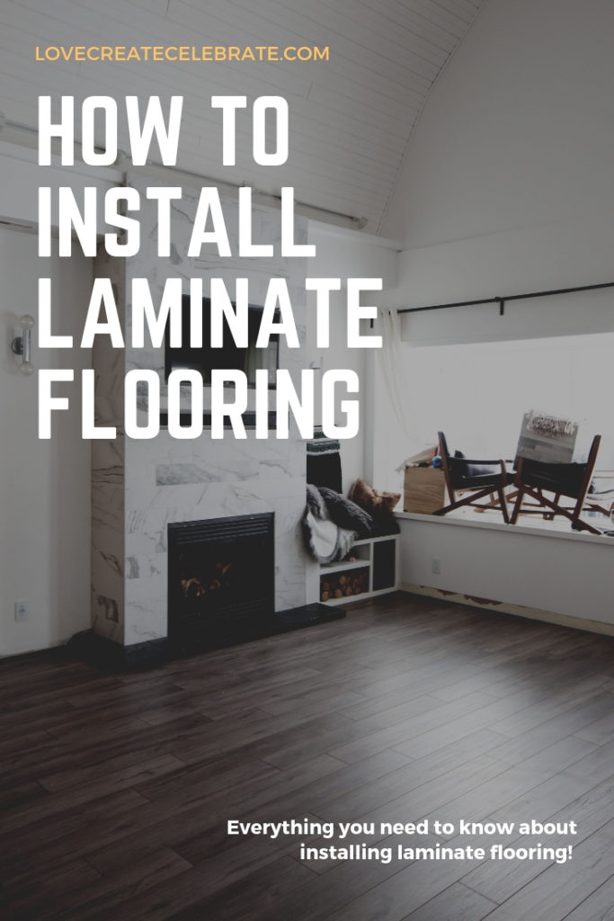 photo of new laminate flooring installed with text overlay reading "How to install laminate flooring https://lindiandruss.com